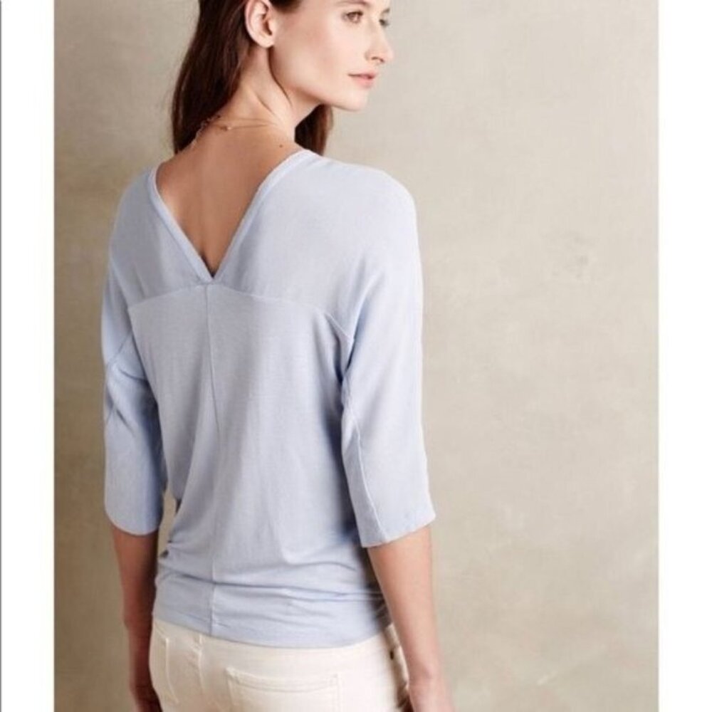 Anthropologie Dolan Womans Top Medium Light Blue Sheer Yoke BOHO Casual - Picture 2 of 10